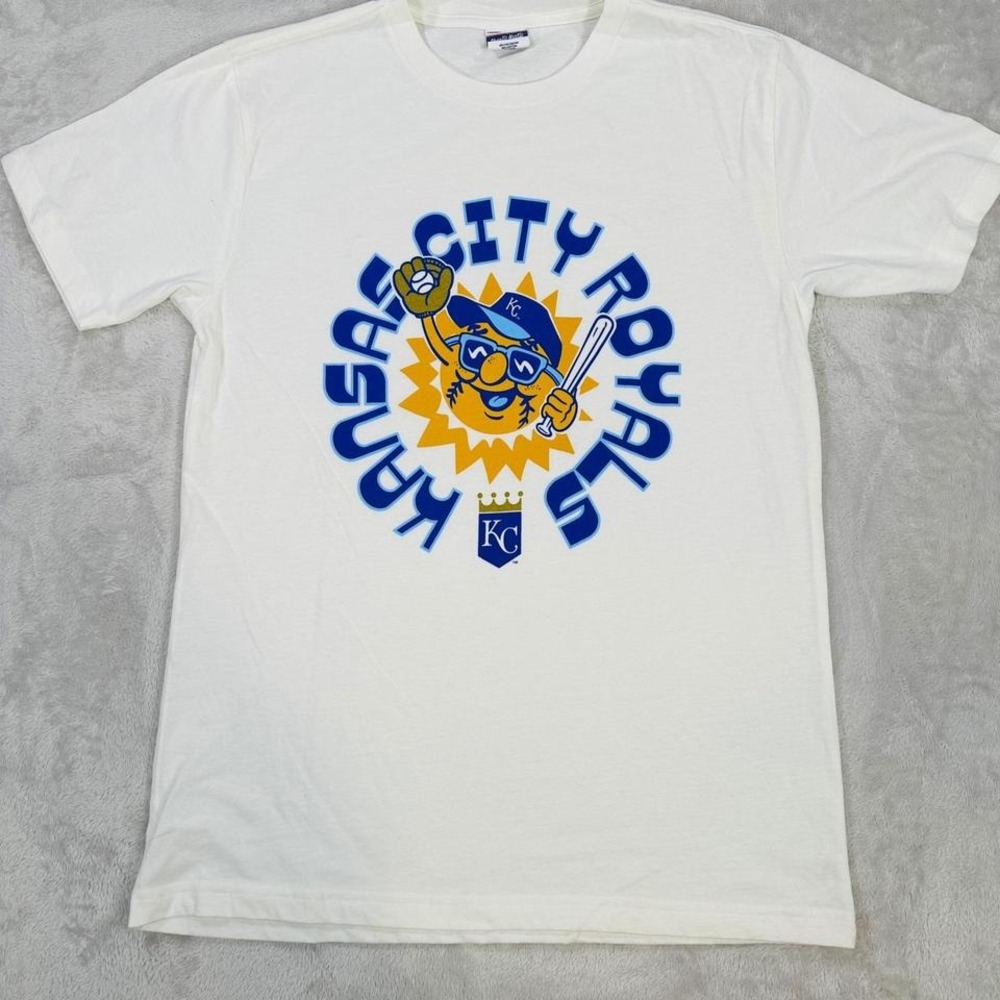 Charlie Hustle Kansas City Royals Mascot Graphic T-Shirt Mens Medium White MLB